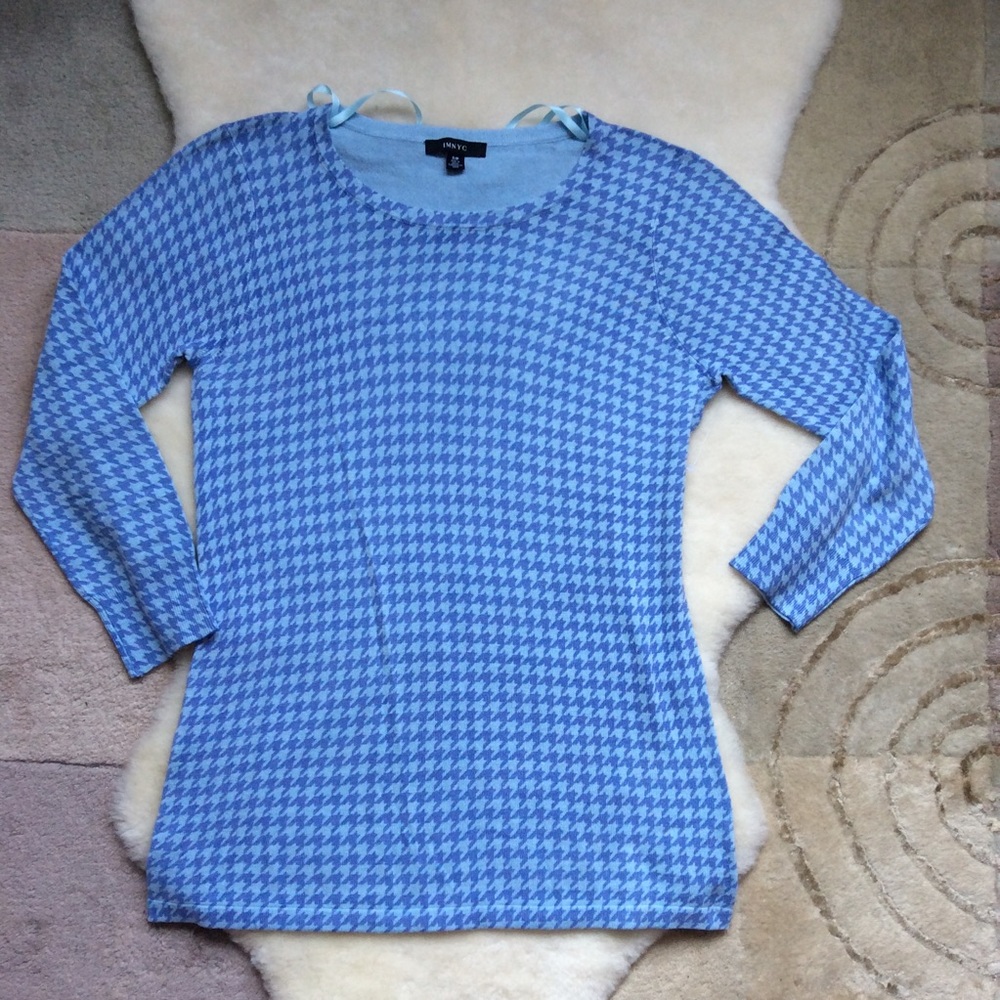 Imnyc houndstooth sweater, small baby blue